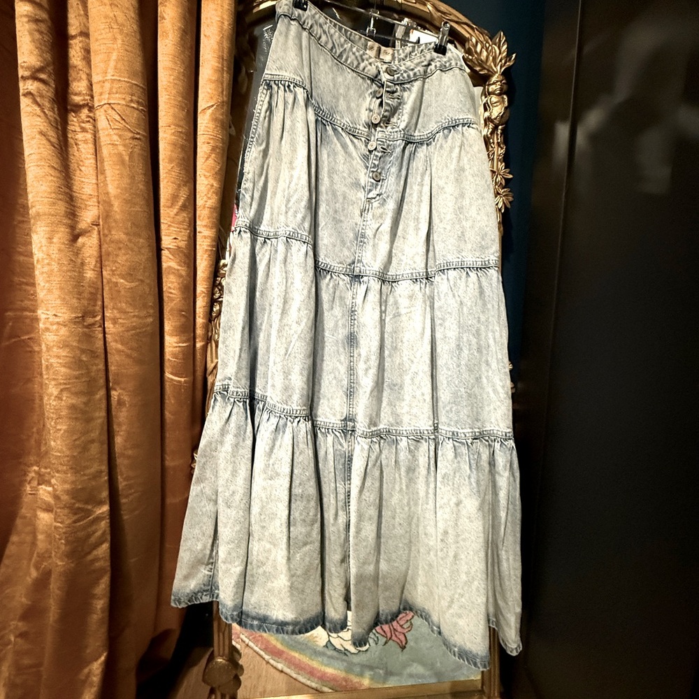 free people denim maxi